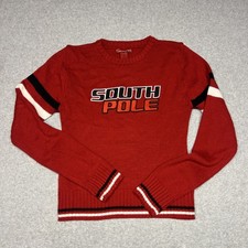 Y2K South Pole Boys New York Sweater Size M 10-12 Knit Striped Long Sleeve Red