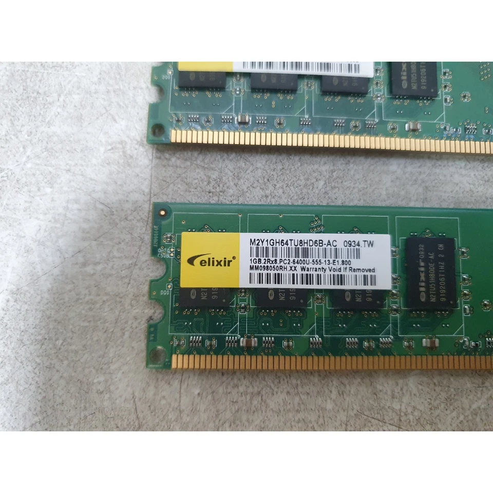 Lot of 2 Elixir M2Y1GH64TU8HD6B-AC Memory Module 1GB 800Mhz DDR2-RAM PC2-6400U - Image 3 of 4