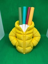 3D printed Puffer Jacket pen holder desk tidy teacher gifts office school yellow