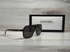 Chanel 9158 Shield Black  White Sunglasses With Gray Lens - Ships Now 