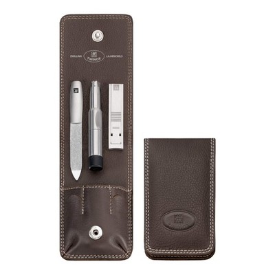 Zwilling Manicure Set Brown Nappa Leather with Press Stud 180 g