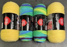 Two Red Heart Super Saver Lemon 7 Oz  Two Red Heart Parrot Stripes 5 Oz. 4 Pk