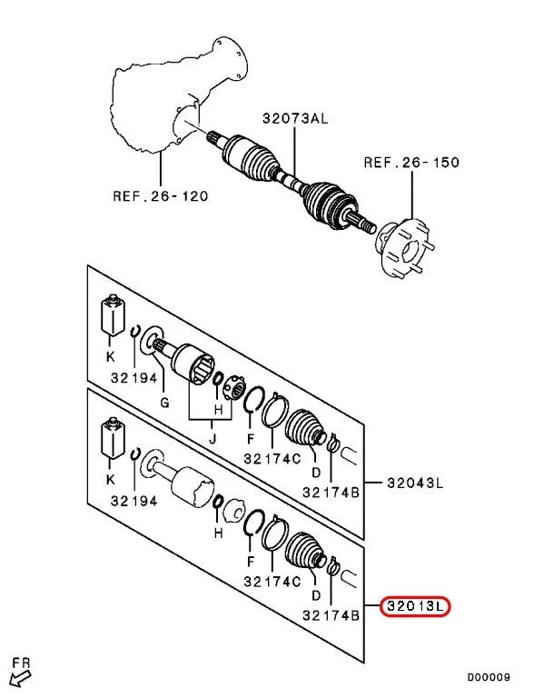 Mitsubishi OEM Boot Kit Front Axle Joint LH 3815A285 - Изображение 3 из 4