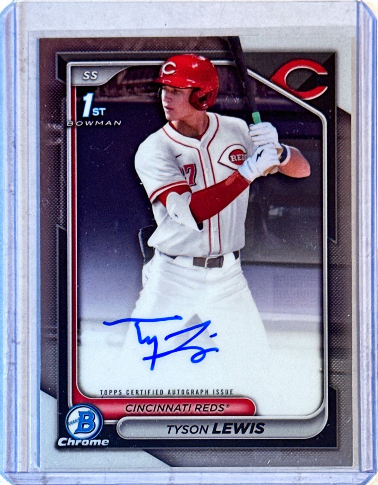 Tyson Lewis 2024 Bowman Draft Chrome 1st Auto #CPA-TL Reds