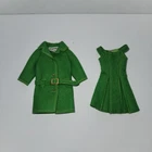 Vintage Skipper Barbie Doll 1963 Togs Jumper Dress Green Pea Coat Belt Fashion
