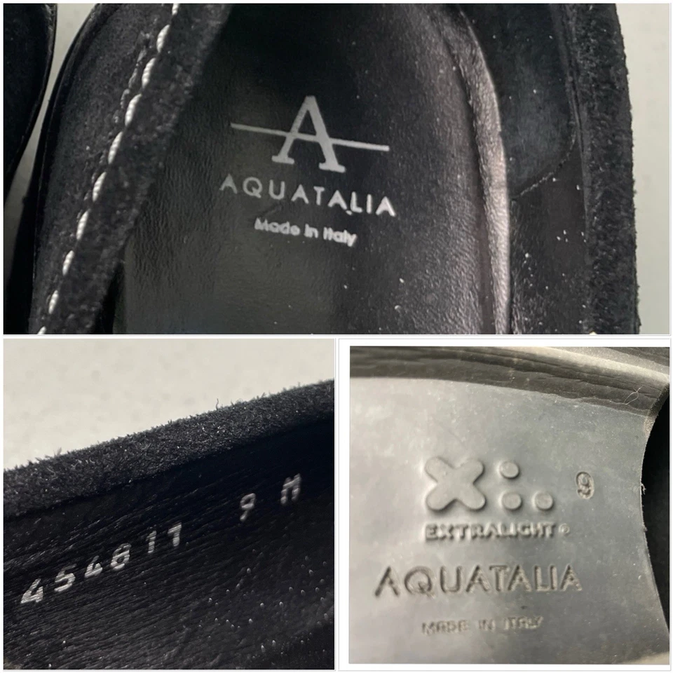 Aquatalia Sofie Suede Loafers 9 Black Chunky Soles Shoes Womens* - Image 2 of 4