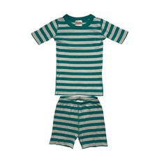 HANNA ANDERSSON Teal Green White Stripe Pajama Set Size 6-7 120 Organic Cotton