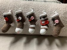 Gingerbread Christmas Holiday Stocking Mini Set Of Five New Handmade Crochet