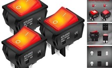 30A 250V KCD2 KCD4 Rocker Switch DPST 4 Pin Red Lighted 120V Rocker 125V