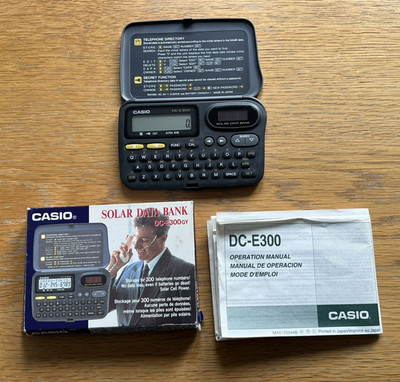 Rare Boxed Vintage Retro Casio Solar Data Bank DC-E300 Working with Instructions