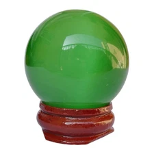 38-42mm Green Cat's Eye Stone Healing Crystal Divination Sphere Sculpture Fig...