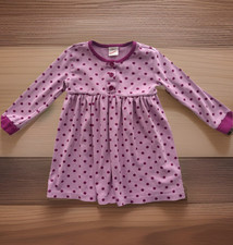 Hanna Andersson Girls Dot Dress Light Purple/Dark Purple Long Sleeve Sz 4/100cm