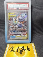 Pokémon Blastoise & Piplup GX Ultra Rare TAG TEAM Sm-Cosmic Eclipse #38 PSA 10