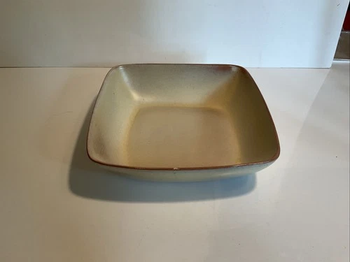 Frankoma 5NS Earthenware Pottery 8 1/2’ Square Serving Bowl Beige Tan