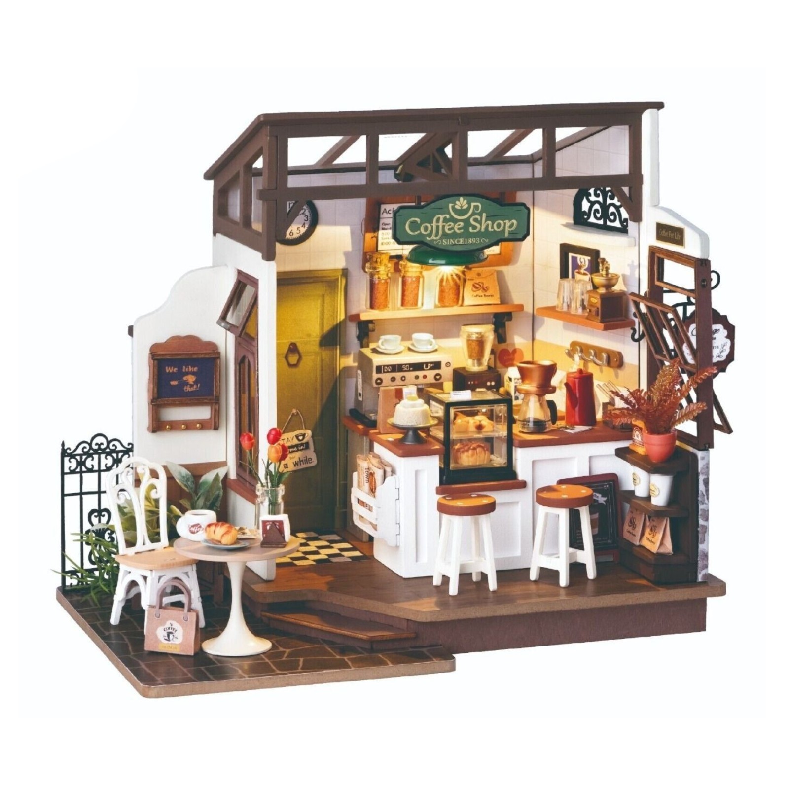 ROBOTIME Rolife Flavory Cafe Coffee Shop DIY Miniature Dollhouse DG162 - Image 3