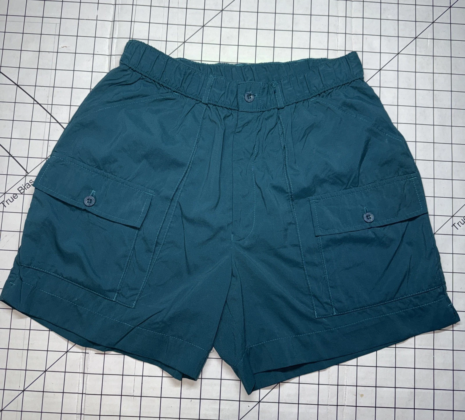 Vtg Sportif USA Shorts Mens Small Teal Cargo Stretch Pocket Outdoor Hiking