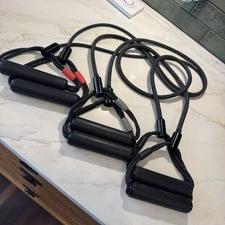 PELOTON Resistance Workout Band Set 3 Piece Light Medium Heavy Non Slip Handles