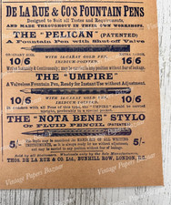 Thomas De La Rue & Co Fountain Pens London 1898 Victorian antique print advert