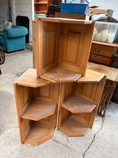 Oak Corner Kitchen Shelves Units x 3 Brown Wooden