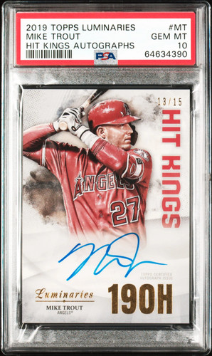 2019 Topps Luminaries Hit Kings Autographs Mike Trout 13/15 PSA 10