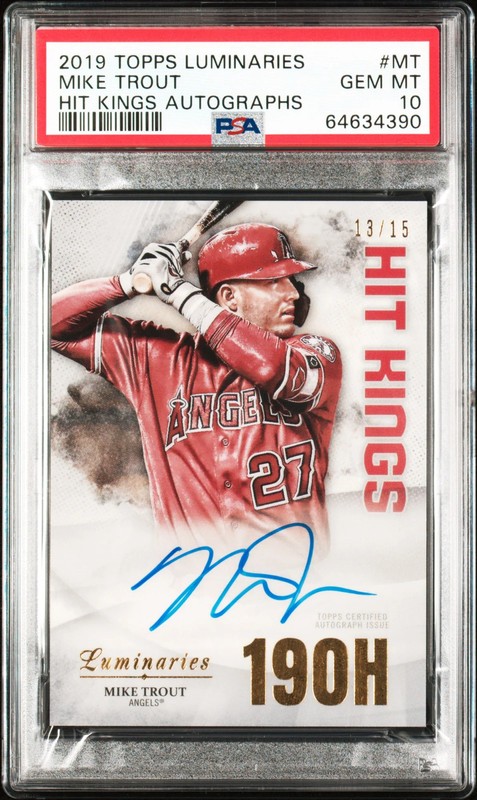 2019 Topps Luminaries Hit Kings Autographs Mike Trout 13/15 PSA 10