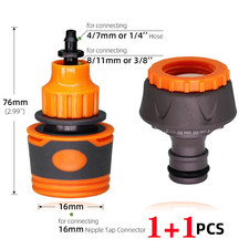 2PCS 1/2" 3/4" Garden Hose Adapter with 16Mm Quick Connector Stop Water Coupler
