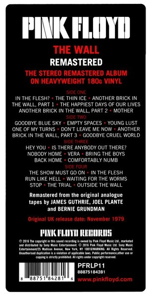 Pink Floyd - The Wall -  Remastered 180G - 2 LP - New Sealed Vinyl - Masterpiece - Image 2 of 4