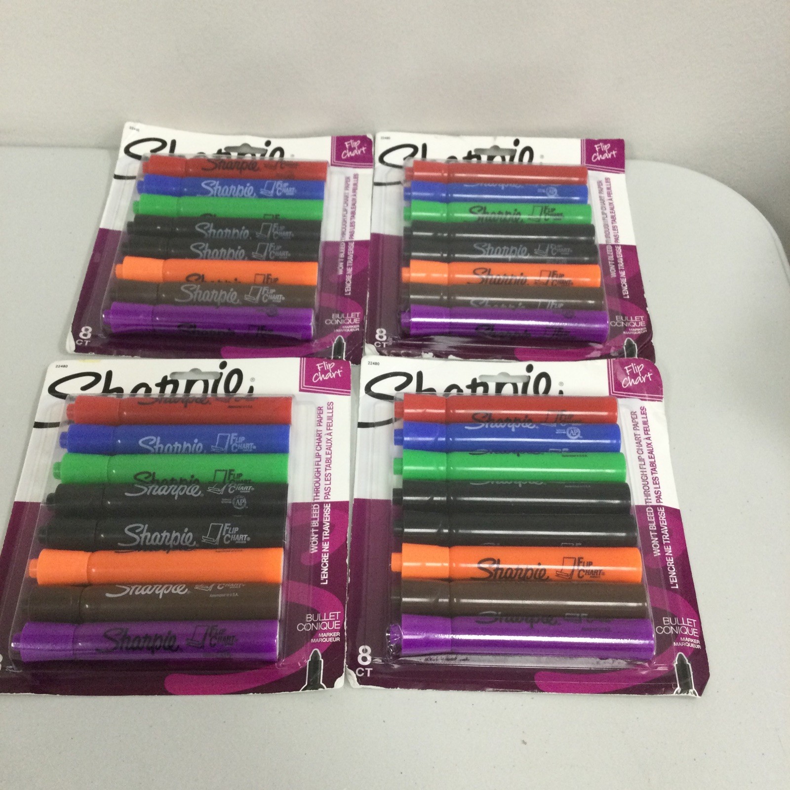 LOT OF 4 Sharpie Flip Chart Marker Bullet Point 8/PK Assorted 22480