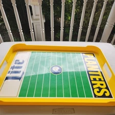 Football Field serving tray Miller Lite Planters Peanuts hard plastic 20" x 14"