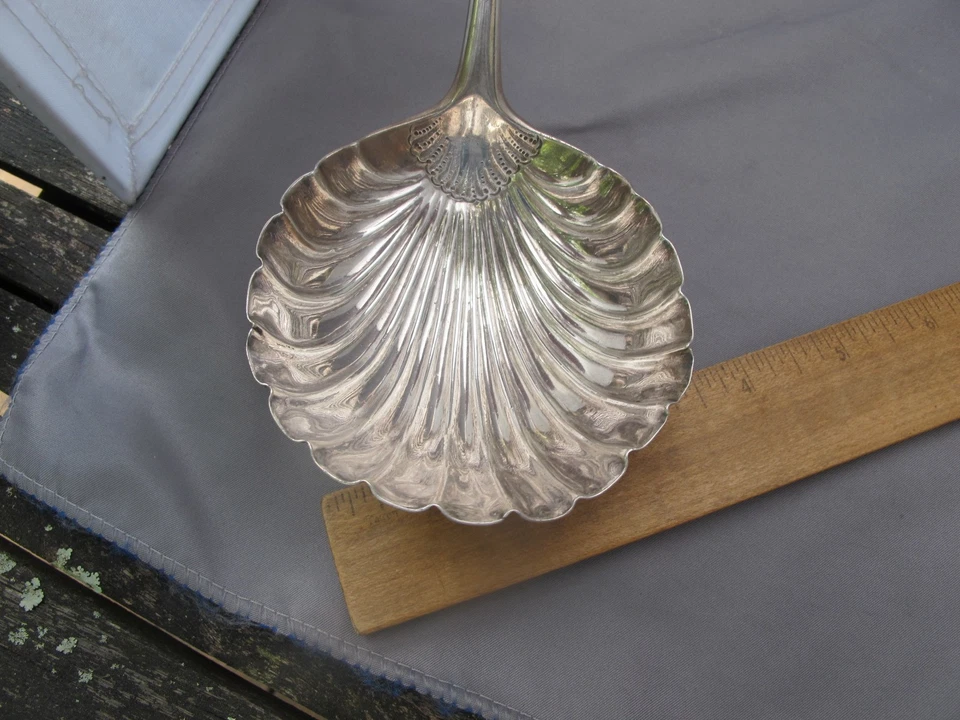 English GEORGIAN 18th C Sterling ONSLOW SCROLL Pattern SOUP LADLE-As Is - Image 2 of 4