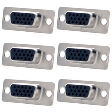 6 Pcs DB15 D-SUB 15 Pin VGA SVGA Female Mount Solder Cup Connector Socket Gold
