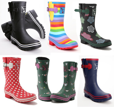 Ladies Evercreatures Multi Patterned Short Wellies Wellington Boots - UK 3 - 9