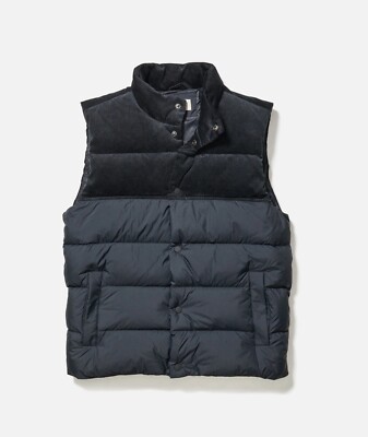 Marine Layer Miles Corduroy Puffer Vest Men's M Black $200 MSRP