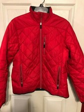 WOMEN'S LANDS END PRIMALOFT RED QUILTED JACKET SMALL S 6 8