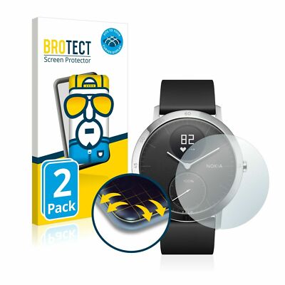 Withings Steel HR 40 mm, 2 x BROTECT  Flex 3D Curved Full Cover Screen Protector