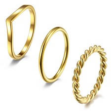 3Pcs Women Girl Stackable Ring Set Stacking Thumb Finger Knuckle Midi Band Gift