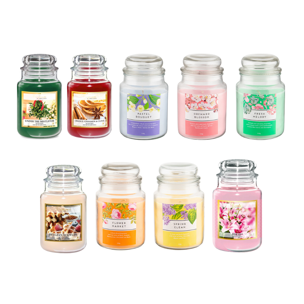 18oz Scented candles in Glass Jar Gift Set 104Hrs Burn Time + 8Pcs Wax