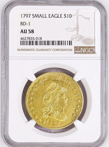 1797 DRAPED BUST $10 NGC AU 58