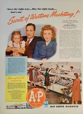 1944 A&P Supermarket Print Ad Ephemera Wall Art Decor Helen Glitten Pgh Press