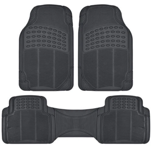 All Season Rubber Floor Mats for Car SUV Van Heavy Duty 3 PC Set Black Trimmable - Image 2 of 4