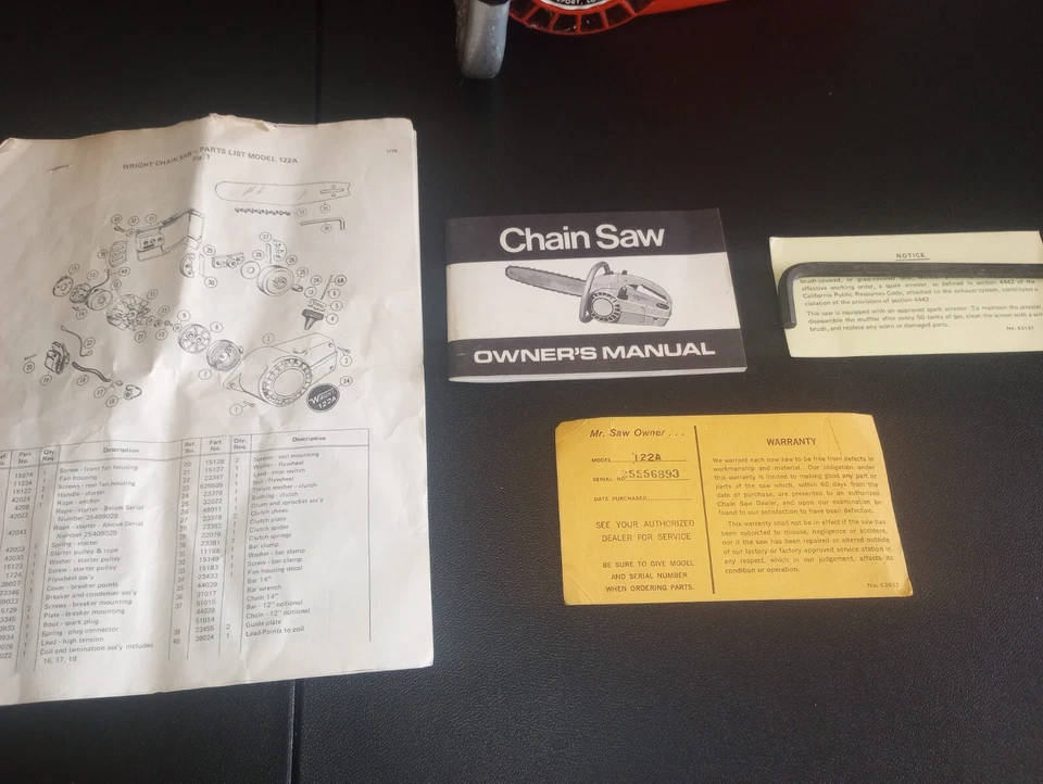 vintage wright 122A chainsaw  - Image 3 of 4
