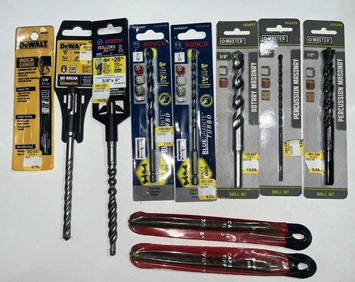 Bosch DEWALT Master Mechanic Concrete Masonry Drill Bit Carbide Tip Set of 10