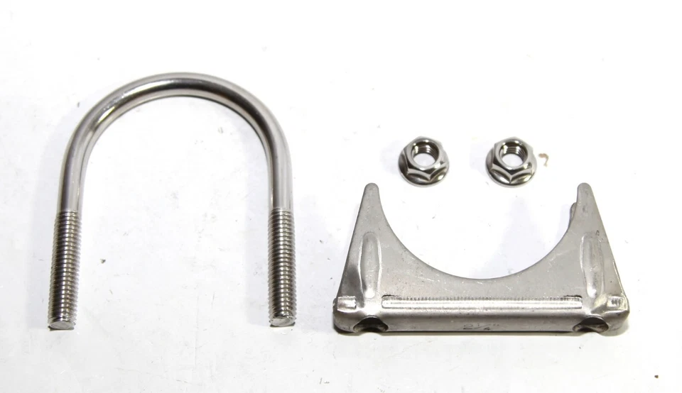 Abrazadera silenciador perno en U de acero inoxidable tubo de escape de 2,25" de 1 pieza Foto 3 de 4