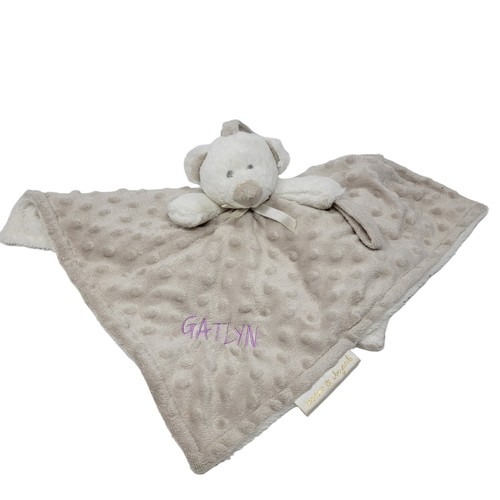 Blankets & Beyond Ivory Gray Teddy Bear Security Lovey Nunu Minky Dot Gatlyn