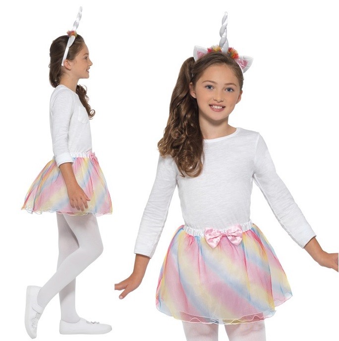 Childs Girls Fancy Dress Unicorn Tutu Headband Set New