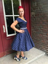 Tiki Anker Sailor Petticoatkleid  50s Dress Kleid  50er Rockabilly Swingdress