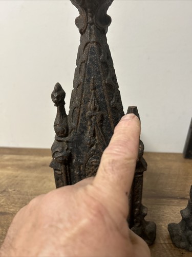 J Savery's Sons New York CATTEDRALE in ghisa. ANDIRONS (LEGGI DANNEGGIATO) - Foto 3 di 11