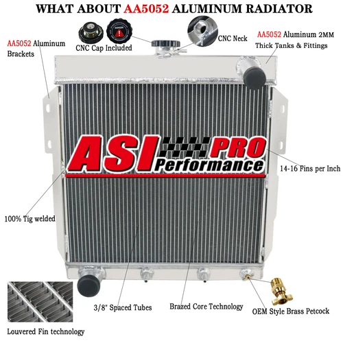4 Row Aluminum Radiator Fits 1955-57 Ford Thunderbird T-Bird 4.8/5.1L V8