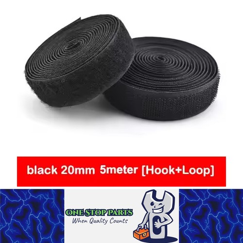 <!--F#f_0-->Pair Black 5M x 20mm Non-Adhesive Hook and Loop Tape Sewing Fastener Magic Tape<!--F/-->