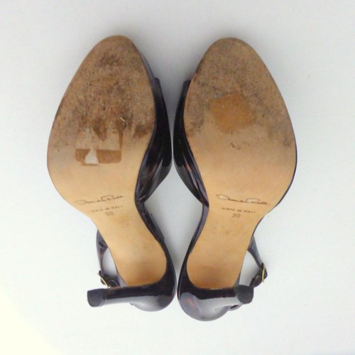 OSCAR de la RENTA Women's Shoes Sz 39 Leather High Heel Sandals Made in Italy - Picture 11 of 12